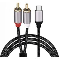 USB C to 2 RCA Audio Cable, Type-C to RCA Male to Male Y RCA Splitter 2RCA Jack USB-C Audio Cable for Phone,Tablet, Home Theater