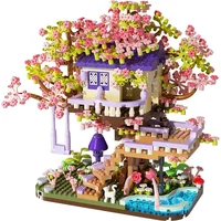 Flower Tree House Building Block Diy Assembly Toys Micro Bricks Puzzle Toys for Kids Children Girls Girlfriend Birthday Gifts