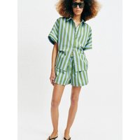 Summer New Women's Striped Shirt Casual Shorts Standard Fit Regular Length Other Material 100% Fashionable Ladies' Outfit
