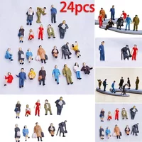 24Pcs Model Railway Painted Mixed People 1:87 Scale Train Railway Mixed Painted Figures Assorted Poses For Layout Toy