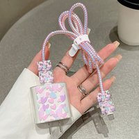 Colorful Heart Transparent Case For iPhone Charger Protective is Applicable For Samsung Type-C Data Head Bite Protector Shell