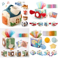 BPA-Free Baby Cotton Tissue Box Toy Montessori Sensory Toy Soothing Activity Box Promotes Infant Fine Motor Development Baby Toy