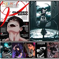 AZNM Jujutsu Kaisen Toji Fushiguro Canvas Wall Art, Cursed Zero Style Unframed Poster for Home Decor