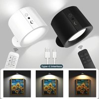 Double Head Magnetic LED Wall Lamp Rechargeable 360° Rotation Wireless Remote Control Spotlight For Bedroom Living Room Decor