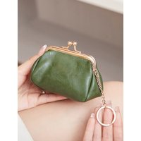 Retro Mini Lock Clip Coin Purse, Daily Portable and Cute Handheld Storage Bag for Girls, Solid Color Simple Key Bag