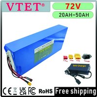 AliExpress VTET New72V 50Ah 18650 Lithium Battery Pack Bicycle Scooter Motorcycle with BMS 1000W-3000W High Power Battery+ 84V3A Charger
