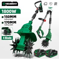 NEWBENY 1800W 4-łopatkowy Elektryczny Kultywator Ogrodowy Bezprzewodowy Podkaszarka Przenośny Podkaszacz do Trawy Narzędzia do Przeróbki Gleby Kompatybilne z Akumulatorami Makita