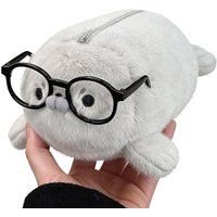 Large Capacity Plush Stationery Bag Students School Supplies Funny Cute Seal Doll Pencil Case High Aesthetic Value Storage Bag