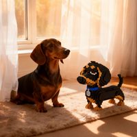 Home Decor Dachshund Model Pet Playmate Micro Building Blocks Toys-Funny Assembly,Educational Puzzle Gifts for Girl,DIY Ornament