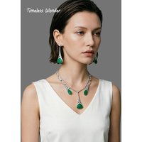 Timeless Wonder Fancy Zircon Geo Resin Pave Necklace Stud Earrings Women Designer Jewelry Set Top Rare Classy Gift Trendy 4612