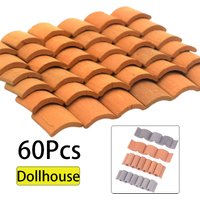 60Pcs Roof Tiles Building Set Miniature Tiles Mini Dollhouse Shingles Fake Tile Dollhouse Kitchen Garden Accessories