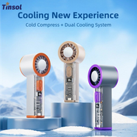 TINSOL 2026 New Transparent Mini Handheld High-Speed Fan 100-Level Semiconductor Cooling Handheld Small Fan Turbo USB Fan