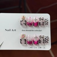 10pcs high-end y2k Millennium Spice Girl style, hand-painted zebra stripes, dazzling sequins with pile of diamonds handmade fake