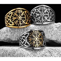 Viking Compass Celtic Knot Men Rings Stainless Steel Women Jewelry Vintage Punk Cool Stuff Fashion Accessories Gift Wholesale