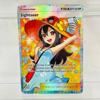 Pokemon English Sightseer Trainer DIY Holographic Foil Card, Perfect Condition Premium Anime Collection Card