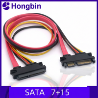SATA 22 Pin Male To Female Sata Extension Cable SATA 3 III 22 Pin 7+15 Pin SATA Data Power Combo Extension Cable