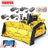 Technical Car APP Remote Control Moter Power Mechanical Bulldozer Building Blocks Brick Engineering Truck Toys Kid Moc Set Gifts