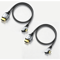 0.5m 4K UHD Cable 90 Degree Left/Right Angle Micro-HD to HD Port Aluminum Short Nylon Braid Cord for Tablet Laptop Camera HDTV