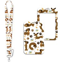 Cute Pet Dog Lanyard Neck Strap Keychain Cartoon Animal Card Cover Badge Holder Mobile Phone Hang Rope Keyring Accessories Gifts