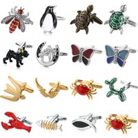Classic men's French shirt cufflinks cute animal butterfly turtle dog horseshoe cuffs buttons business suit accessories jewelry