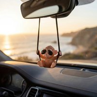 Car Hanging Ornament Cute Swinging Monkey Pendant Funny Rearview Mirror Decor Ideal Present For Relatives And Friends