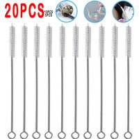 24cm Bending Stainless Straw Brush Cleaner Soft Hair Suction Glass Tube Cleaning Brushes Baby Kids Bottle Brush Long Handle Tool