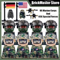 Military War German KSK US Marine Corps Special Forces Guns Accessories Building Blocks Soldier Figures Flag Helmet Bricks Toy