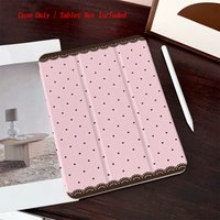 Trendy Pink Background Coffee Brown Edge & Black Spots iPad Cover For Apple iPad9th/10th Gen Air5 Pro 12.9 Mini6 Shockproof Case
