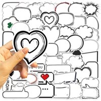 50PCS Black & White Bubble Frame Graffiti Stickers - Waterproof DIY Decor for Guitar, Notebook & Luggage RecordingYourLife Store