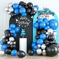 Royal Blue Balloons Arch Garland Kit Black Silver Latex Balloon Graduation Decor Boys Men Birthday Party Baby Shower Decorations