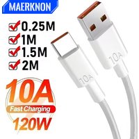 120W 10A USB Type C Cable Super Fast Charging Data Cord For Huawei P40 Honor Samsung Xiaomi Phone Charger USB Quick Charge Cable
