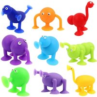 9PCS Animal Suction Cup Fidget Toys Silicone Sensory Play Airplane Car Window Travel Road Trip Party Favors Carnival Prizes