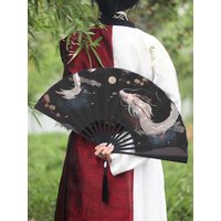 Antique home decoration folding fan silk cloth Chinese style ink Hanfu ancient male fan summer bamboo portable folding fan