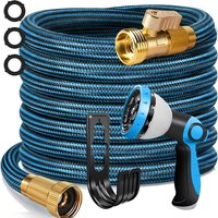 50ft Lightweight Leak Proof Non kink Flexible Garden Hose with 10 Pattern Spray Nozzle 3 4 inch Swivel Connector for Outdoor