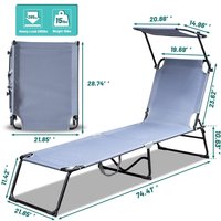 Waterproof outdoor portable folding tiled tanning bed recliner recliner camping beach bed with adjustable awning