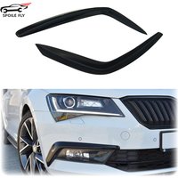 2016 2017 2018 For Skoda Superb Front Bumper Lip Sid Wind Knife Splitter Fog Light Eyebrows Spoiler By ABS Gloss Black Boyd Kit
