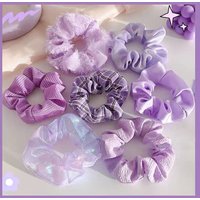 Trendy Grape Color Scrunchie Pack 7pcs/pack Women Cute Hair Accessories Girls Purple Series Scrunchies Set Wholesale Hair Bands