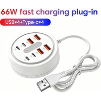 8-Port 66W Fast Charging Plug-in Desktop Charging Station Portable 4USB+4Type C Travel And Home Mobile Phone Charging Socket