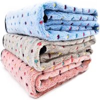 Cat Sleep Mat Super Soft Pet Blanket Cute Dot Pattern Flannel Throw for Dog Puppy Cat Gray Blue Warm Cozy Pet Bedding Accessory