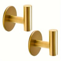 Brushed Gold Adhesive Wall Hooks Heavy Duty Sticky Towel Hook for Bathroom Kitchen Door Wall Mounted Stick on Hook for Coat Keys