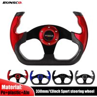 Sport Racing 13Inch 330mm Flat Drift Steering Wheel D-Type PU Universal PCD=70mm