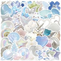 AliExpress NONE 50pcs Ins Style Shiny Silver Blue Stickers Aesthetic Graffiti Decoration DIY Skateboard Phone Fridge Bike Cute Decals Kid Toy