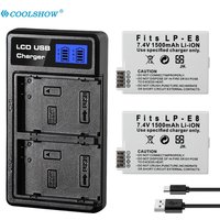 LP E8 Battery For Canon EOS Rebel T2i T4i T5i T3i X5 X6i X7i 550D 600D 650D LP-E8 1500mAh Camera Rechargeable Batteries Charger