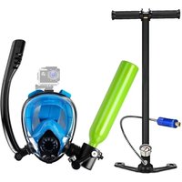 Portable 0.5L Mini Scuba Full Face Diving Mask with Oxygen Cylinder Snorkel Breath System Pump Aluminium Underwater Diving Tank