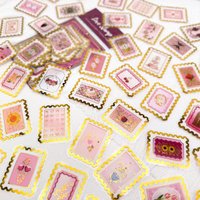 50pcs Love Stamp Transparent PET Stickers Decals For Phone Letter Scrapbook Luggage Helmet DIY Cartoon Aesthetic Stickers