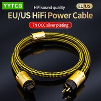 HIFI EU/US Schuko Power Cable High Quality 7N OCC With Gold-plated Plug AC Power Kabel for Connection Filter CD Amplifier