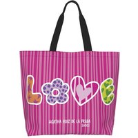Agatha Ruiz-De La-Prada Pattern Shopping Tote Bag Canvas Large Capacity Shoulder Bags Shopper Grocery Handbag for Women