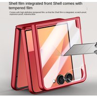 For Samsung Galaxy Z Flip 7 Rotating Skin Magnetic Lens Full Protection Tempered Glass Film Magnetic Drop Resistant Phone Case