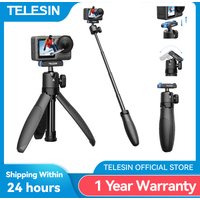 TELESIN Mini Selfie Stick Tripod Portable Quick Release Aluminum alloy Stand for GoPro DJI Osmo Action Camera Hand Grip