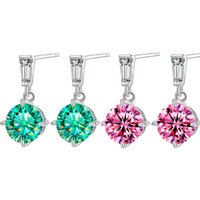 FIRERING Total 2ct True Teal Moissanite Drop Earrings with Certificate Passed Diamond Test Women Jewelry Gift S925 Silver Produc